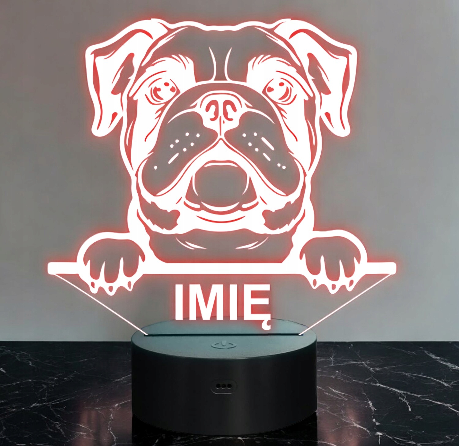 Lampka Nocna LED Bulldog Rasa Psa z Imieniem na Prezent v.3 Lampka Nocna LED Bulldog Rasa Psa z Imieniem na Prezent v.3