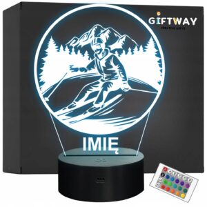 Lampka Nocna LED Statuetka Sporty Zimowe Narty Narciarstwo Prezent Grawer 2
