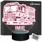 Lampka Nocna LED Imię Statuetka Wóz Straż Pożarna na Prezent Grawer v.2