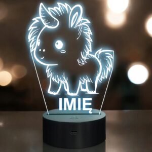 Lampka Nocna LED Z Imieniem Słodki Jednorożec Unicorn dla Dzieci na Prezent