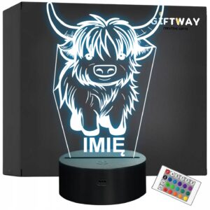 Lampka Nocna LED Z Imieniem Słodki Byk dla Dzieci na Prezent v.1