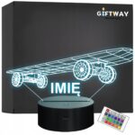 Lampka Nocna LED Z Imieniem Grawer Geometryczny Deskorolka Deska