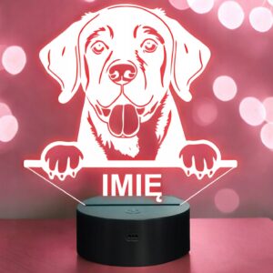 Lampka Nocna LED Labrador retriever Rasa Psa z Imieniem na Prezent v.2