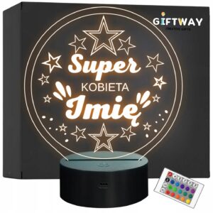 Lampka Nocna LED Statuetka Super Kobieta Dzień Kobiet na Prezent Grawer