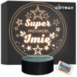 Lampka Nocna LED Statuetka Super Przyjaciel na Prezent Grawer