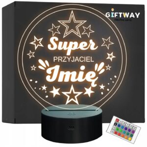 Lampka Nocna LED Statuetka Super Przyjaciel na Prezent Grawer