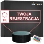 Lampka Nocna Led na Biurko Statuetka z Własną Rejestracją Auto Samochód