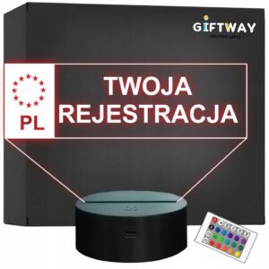 Lampka Nocna Led na Biurko Statuetka z Własną Rejestracją Auto Samochód