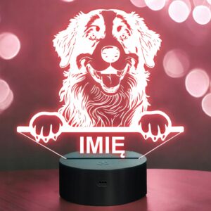 Lampka Nocna LED Berneński Pies Pasterski Bernese Mountain z Imieniem