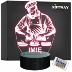 Lampka Nocna LED Imię Statuetka Zawód Szef Kuchni Kucharz na Prezent Grawer