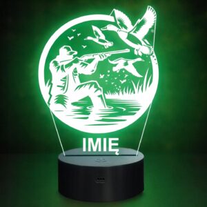 Lampka Nocna LED Statuetka Myśliwy Łowca Strzelec Zawód na Prezent Grawer