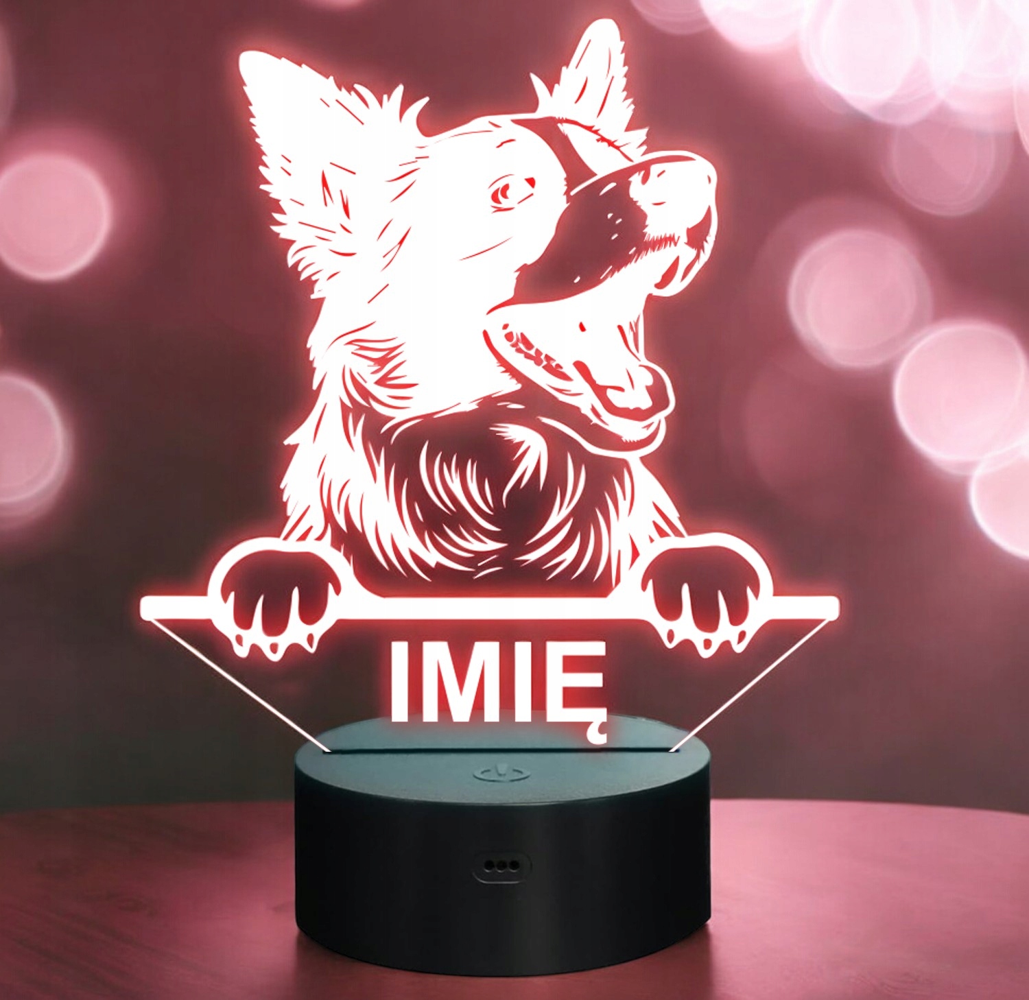 Lampka Nocna LED Border Collie Rasa z Imieniem na Prezent v.1 Lampka Nocna LED Border Collie Rasa z Imieniem na Prezent v.1