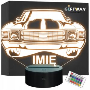 Lampka Nocna LED Imię Statuetka Samochód Auto Retro na Prezent Grawer