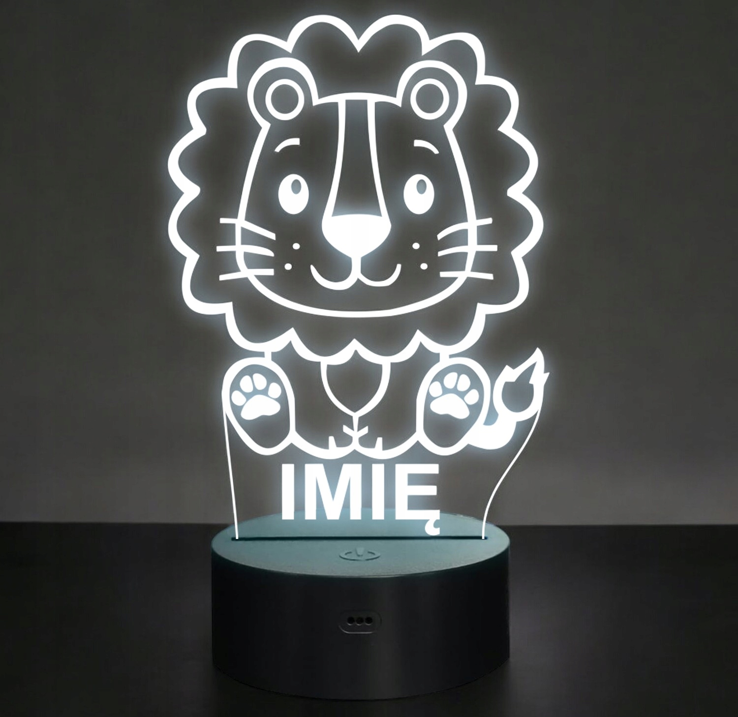Lampka Nocna LED Z Imieniem Słodki Lew dla Dzieci na Prezent Grawer Lampka Nocna LED Z Imieniem Słodki Lew dla Dzieci na Prezent Grawer