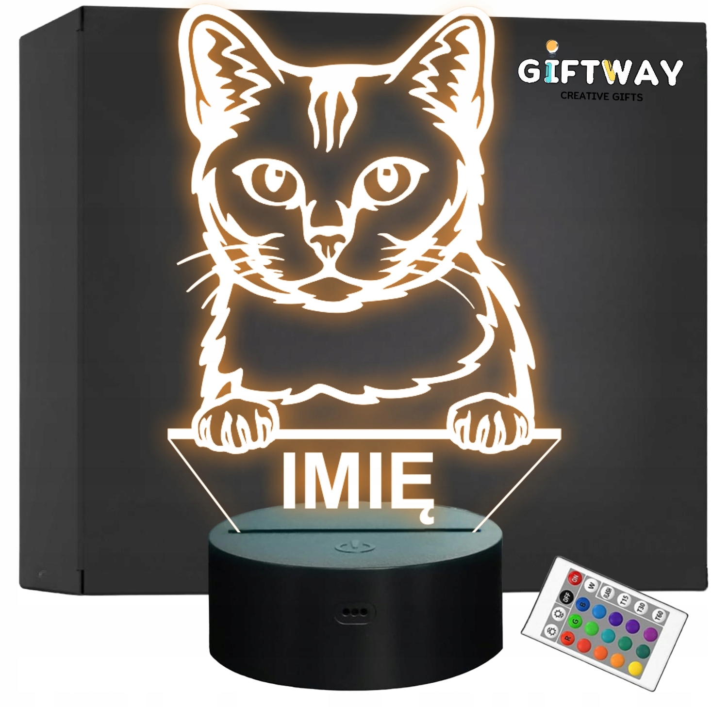 Lampka Nocna LED Burmilla Rasa Kota z Imieniem na Prezent Lampka Nocna LED Burmilla Rasa Kota z Imieniem na Prezent