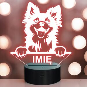 Lampka Nocna LED Keeshonden Rasa Psa z Imieniem na Prezent