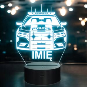 Lampka Nocna LED Imię Wóz Policyjny Radiowóz na Prezent Grawer v.1