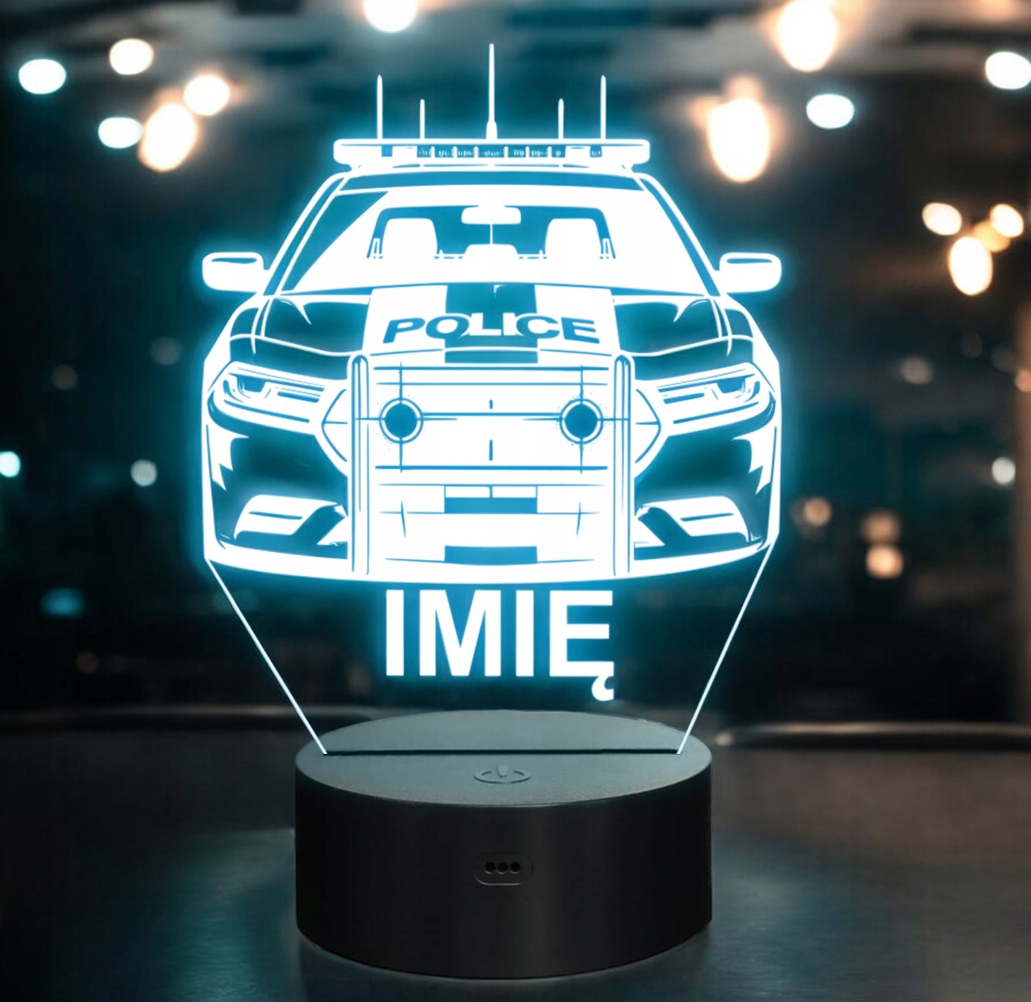 Lampka Nocna LED Imię Wóz Policyjny Radiowóz na Prezent Grawer v.1 Lampka Nocna LED Imię Wóz Policyjny Radiowóz na Prezent Grawer v.1