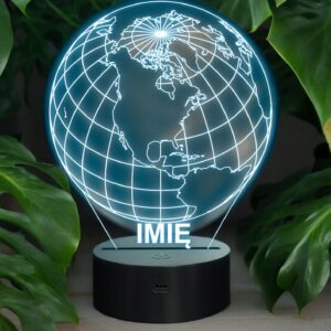 Lampka Nocna LED Z Imieniem Grawer Globus Ziemia Planeta Geografia