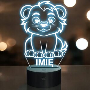 Lampka Nocna LED Z Imieniem Słodki Lew dla Dzieci na Prezent