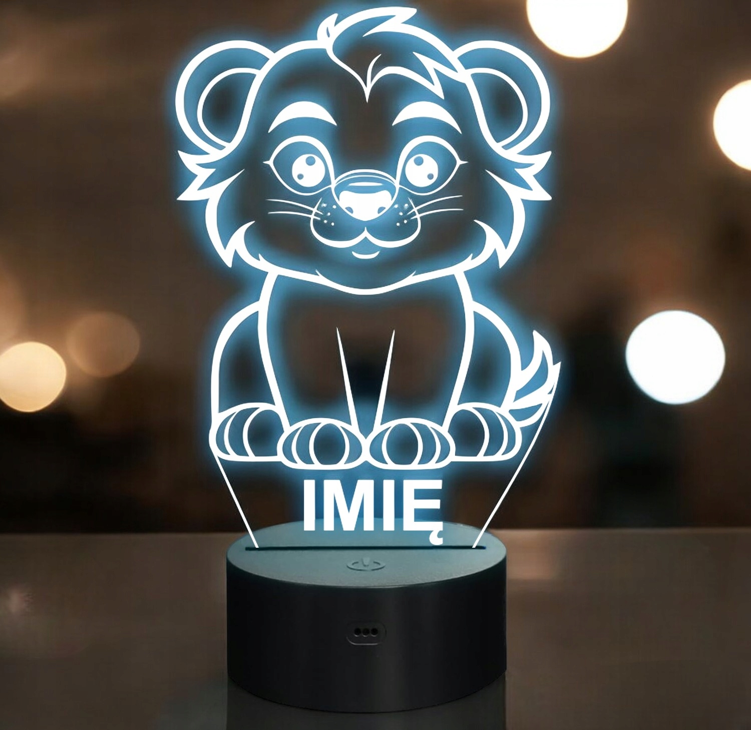 Lampka Nocna LED Z Imieniem Słodki Lew dla Dzieci na Prezent Lampka Nocna LED Z Imieniem Słodki Lew dla Dzieci na Prezent