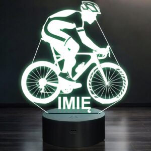 Lampka Nocna LED Z Imieniem Rowerzysta Kolarz Rower Sport na Prezent