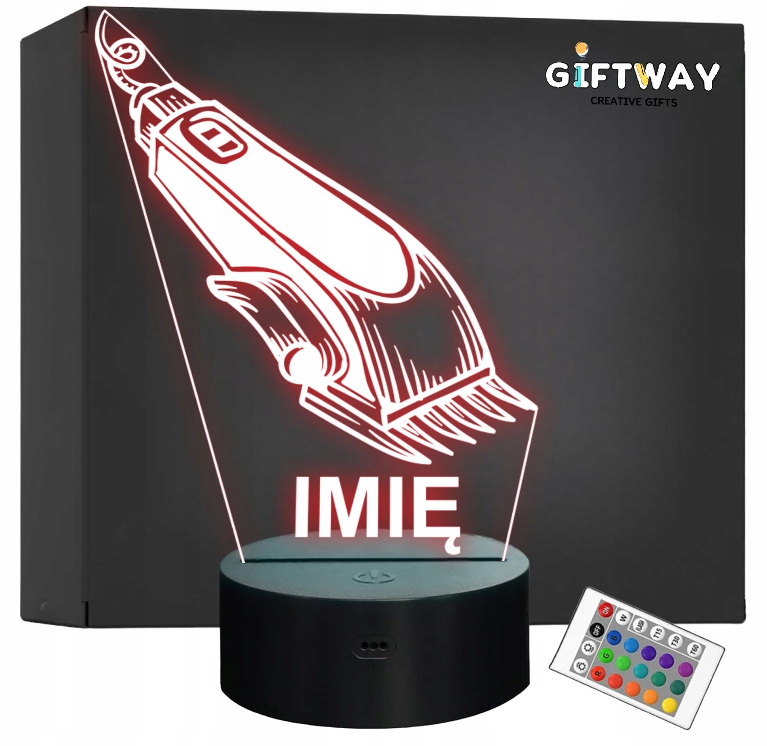Lampka Nocna LED Imię Statuetka Maszynka Fryzjerska Barber Prezent Grawer Lampka Nocna LED Imię Statuetka Maszynka Fryzjerska Barber Prezent Grawer