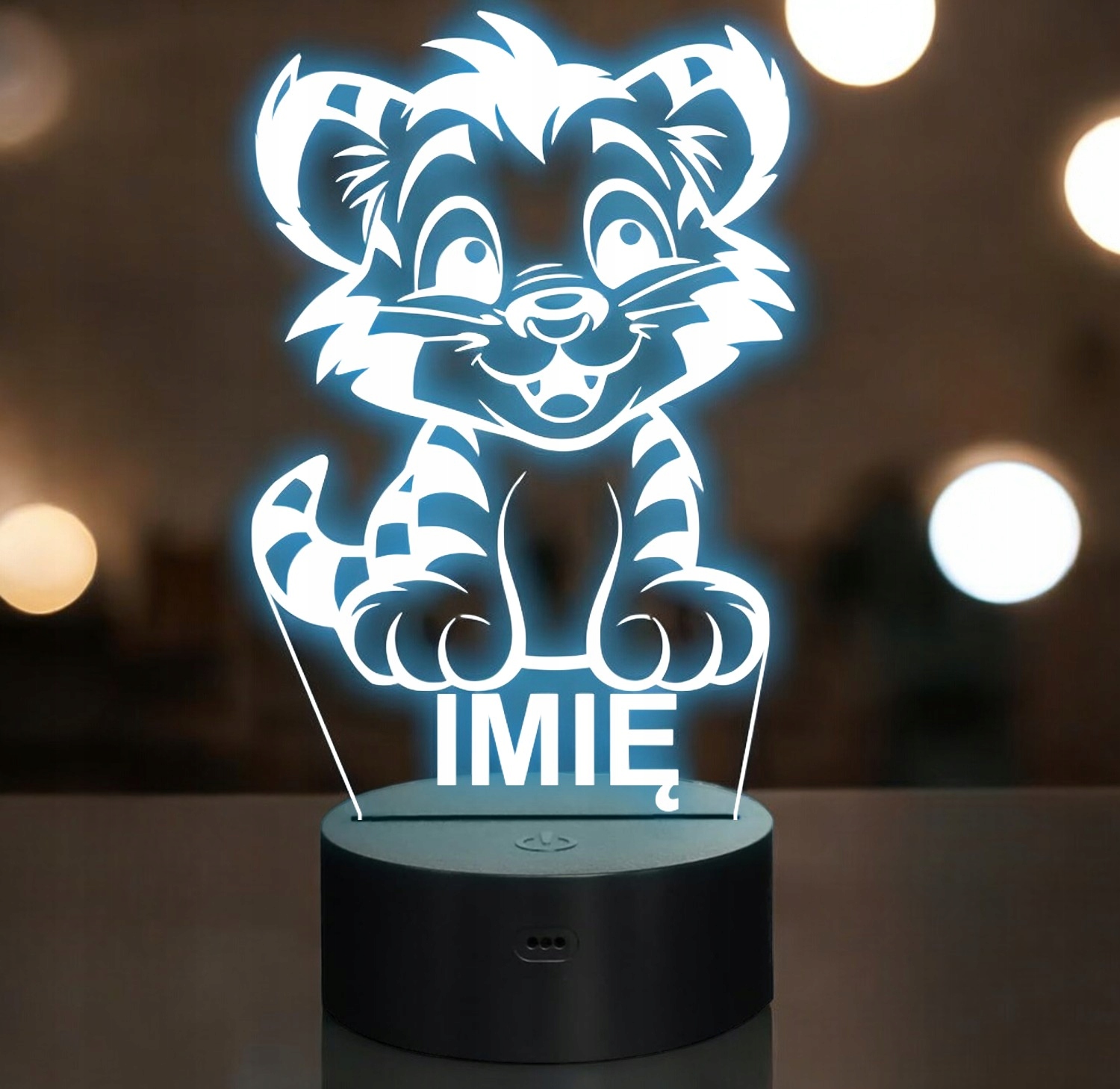 Lampka Nocna LED Z Imieniem Słodki Tygrys Tygrysek dla Dzieci Prezent v.2 Lampka Nocna LED Z Imieniem Słodki Tygrys Tygrysek dla Dzieci Prezent v.2