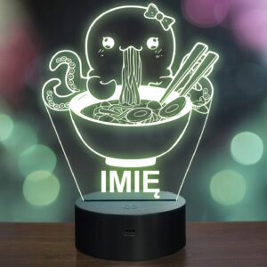 Lampka Nocna LED Imię Słodka Ośmiornica Jedząca Ramen Anime Prezent Grawer