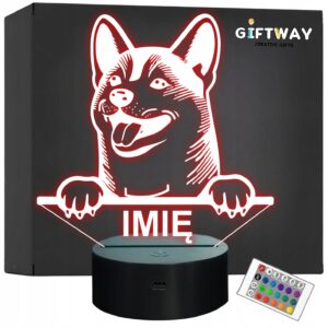 Lampka Nocna LED Shiba Inu Rasa Psa z Imieniem na Prezent