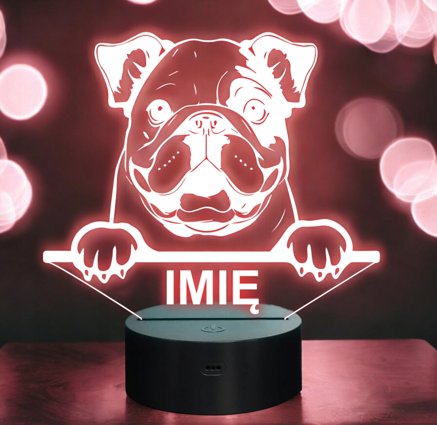 Lampka Nocna LED Bulldog Rasa Psa z Imieniem na Prezent v.1 Lampka Nocna LED Bulldog Rasa Psa z Imieniem na Prezent v.1