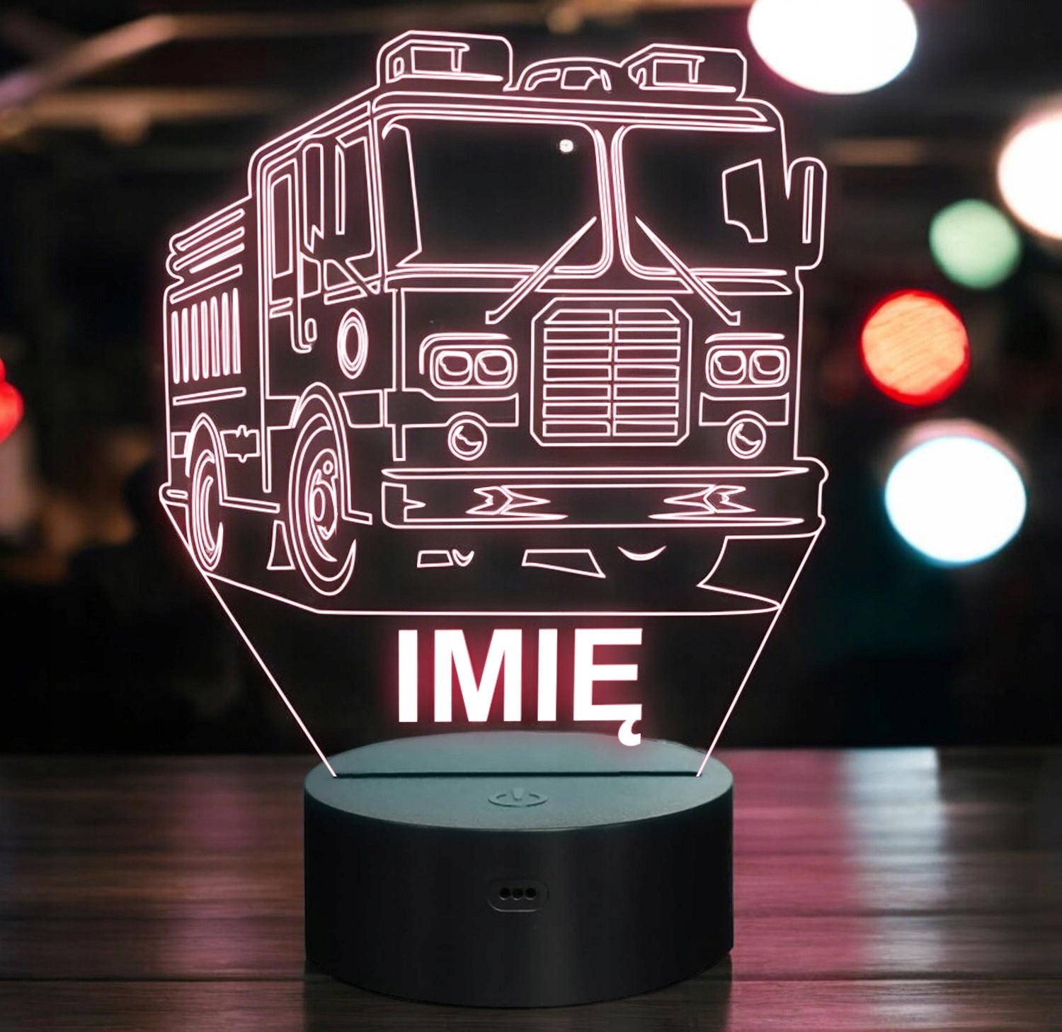 Lampka Nocna LED Imię Statuetka Wóz Straż Pożarna na Prezent Grawer v.1 Lampka Nocna LED Imię Statuetka Wóz Straż Pożarna na Prezent Grawer v.1