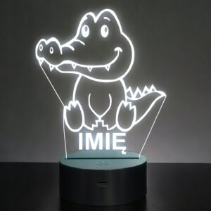 Lampka Nocna LED Z Imieniem Słodki Krokodyl dla Dzieci na Prezent