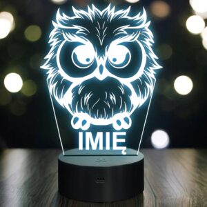 Lampka Nocna LED Z Imieniem Słodka Sowa Sówka dla Dzieci na Prezent v.2