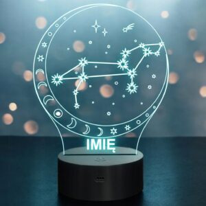 Lampka Nocna LED Lew Znak Zodiaku Horoskop z Imieniem Prezent Grawer
