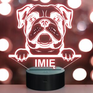 Lampka Nocna LED Bulldog Rasa Psa z Imieniem na Prezent v.3