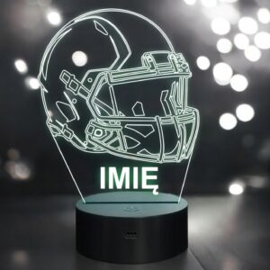 Lampka Nocna LED Z Imieniem Grawer Kask Rugby Sport na Prezent
