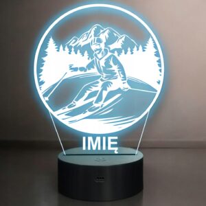Lampka Nocna LED Statuetka Sporty Zimowe Narty Narciarstwo Prezent Grawer 2