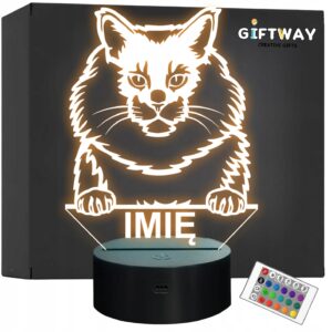Lampka Nocna LED Maine Coon Rasa Kota z Imieniem na Prezent