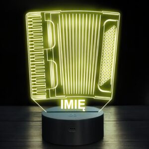 Lampka Nocna LED Imię Statuetka Akordeon Muzyka Instrument Prezent Grawer