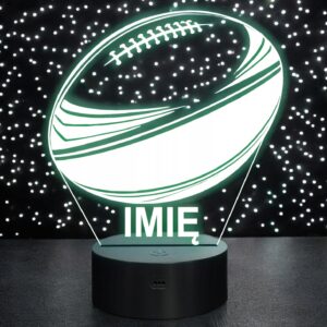 Lampka Nocna LED Z Imieniem Piłka Rugby Sport na Prezent z Grawerem v.1