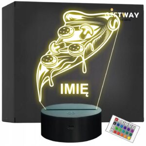 Lampka Nocna LED Imię Statuetka Fast Food Pizza na Prezent Grawer