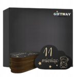 Drewniane Tabliczki Miesiące do Zdjęć Pierwszy Rok Chmurki Misie Czarne