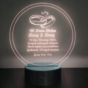 Lampka Nocna LED Pamiątka dla Pary Młodej Ślub Wesele Prezent Grawer v.1