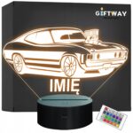 Lampka Nocna LED Imię Statuetka Samochód Auto Charger Retro Prezent Grawer