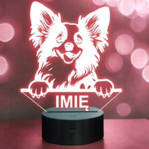 Lampka Nocna LED Papillon Rasa Psa z Imieniem na Prezent