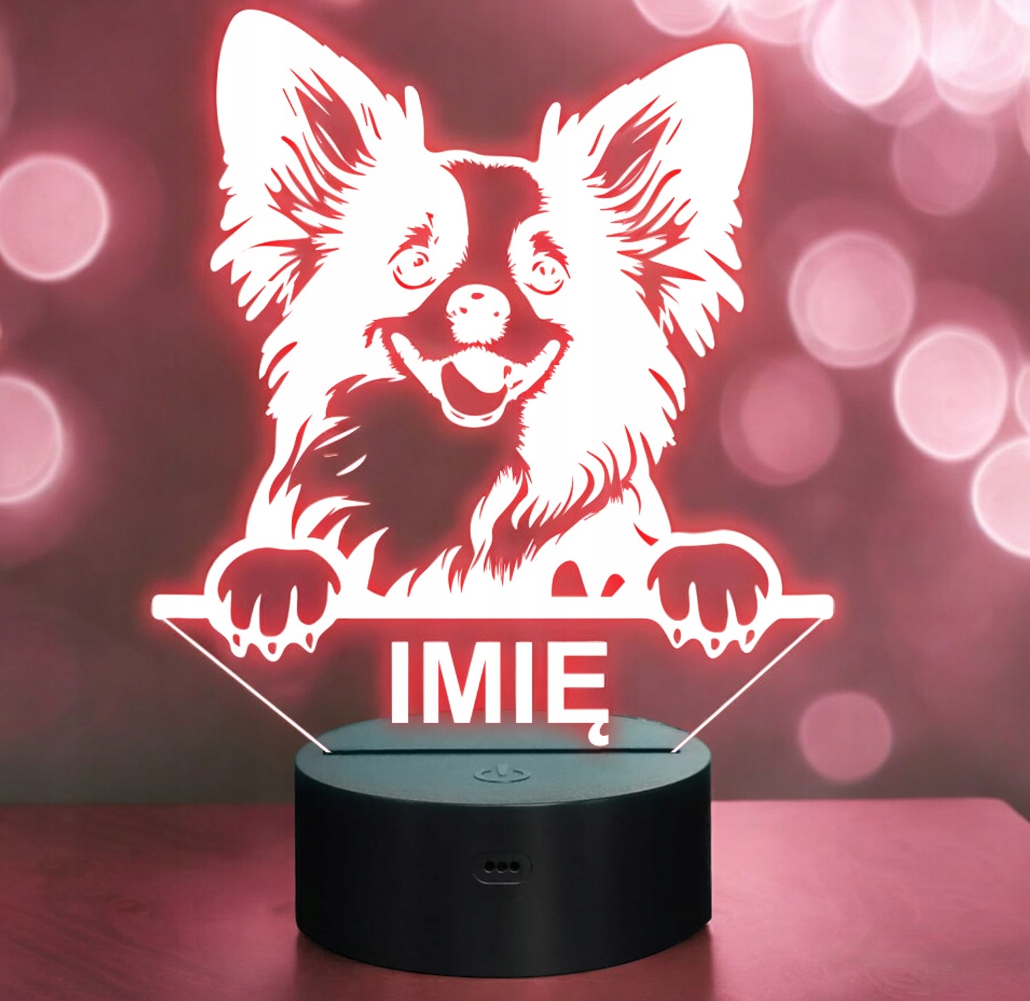 Lampka Nocna LED Papillon Rasa Psa z Imieniem na Prezent Lampka Nocna LED Papillon Rasa Psa z Imieniem na Prezent