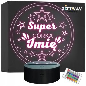 Lampka Nocna LED Statuetka Super Córka Rodzina na Prezent Grawer