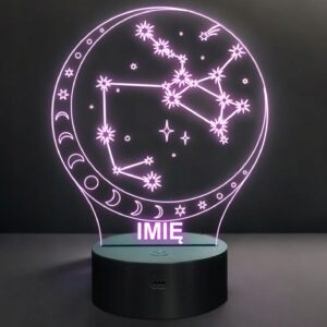 Lampka Nocna LED Strzelec Znak Zodiaku Horoskop z Imieniem Prezent Grawer