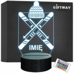 Lampka Nocna LED Statuetka Sporty Zimowe Narty Czapka na Prezent Grawer